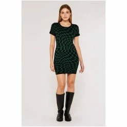 Apricot Green & Black Illusion Check Bodycon Knit Dress -Apricot Shop unnamed file 1022