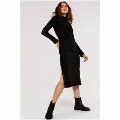 Apricot Black Rib Studded Midi Dress -Apricot Shop unnamed file 1033