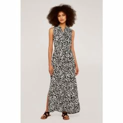 Apricot Black Leaf Silhouette Shirt Dress -Apricot Shop unnamed file 106