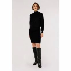 Apricot Black Roll Neck Knitted Dress -Apricot Shop unnamed file 1066