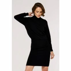 Apricot Black Roll Neck Knitted Dress -Apricot Shop unnamed file 1067