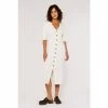 Apricot Cream Button Down Midi Knit Dress