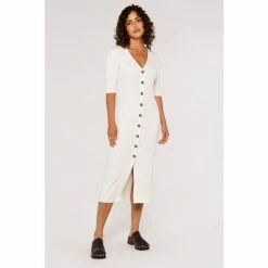 Apricot Cream Button Down Midi Knit Dress -Apricot Shop unnamed file 1077
