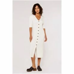 Apricot Cream Button Down Midi Knit Dress -Apricot Shop unnamed file 1078