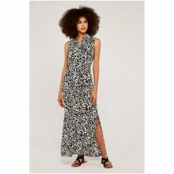 Apricot Black Leaf Silhouette Shirt Dress -Apricot Shop unnamed file 108