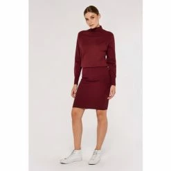 Apricot Burgundy Red Roll Neck Knitted Dress -Apricot Shop unnamed file 1081
