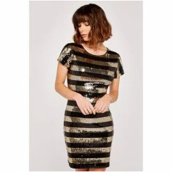 Apricot Gold & Black Sequin Stripe Shift Dress -Apricot Shop unnamed file 1100