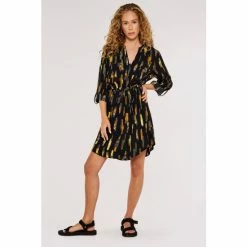 Apricot Black Brushstroke Zip Drawstring Dress -Apricot Shop unnamed file 1104