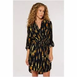 Apricot Black Brushstroke Zip Drawstring Dress -Apricot Shop unnamed file 1106