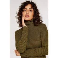 Apricot Khaki Green High Neck Midi Dress -Apricot Shop unnamed file 1115