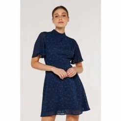 Apricot Blue Star Jaquard Angel Sleeve Dress -Apricot Shop unnamed file 1122
