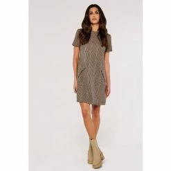 Apricot Brown Heritage Warm Check Dress