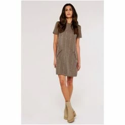 Apricot Brown Heritage Warm Check Dress -Apricot Shop unnamed file 1144