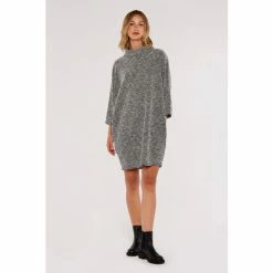 Apricot Black & White Boucle Mock Neck Cocoon Dress -Apricot Shop unnamed file 1148