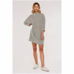 Apricot Black & White Boucle Mock Neck Cocoon Dress -Apricot Shop unnamed file 1150