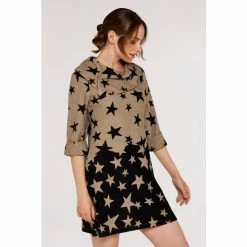 Apricot Brown Gradient Stars Border Dress -Apricot Shop unnamed file 1153