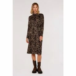 Apricot Brown & Black Cosy Tapestry Side Split Dress