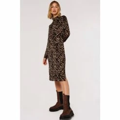 Apricot Brown & Black Cosy Tapestry Side Split Dress -Apricot Shop unnamed file 1160