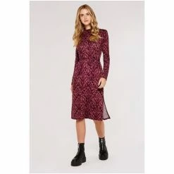 Apricot Burgundy Red Cosy Tapestry Side Split Dress -Apricot Shop unnamed file 1182