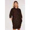 Apricot Brown & Black Zebra Print Cocoon Dress