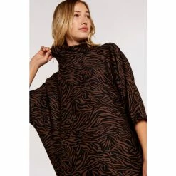 Apricot Brown & Black Zebra Print Cocoon Dress -Apricot Shop unnamed file 1185