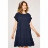 Apricot Navy Blue Ruffle Sleeve Detail Tiered Dress