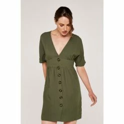 Apricot Green V-Neck Button Front Dress -Apricot Shop unnamed file 1204