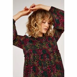 Apricot Cranberry Red & Green Mix Print Babydoll Dress -Apricot Shop unnamed file 1209