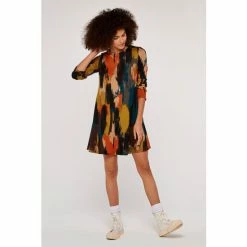 Apricot Mustard Yellow & Green Art Attack Long Sleeve Swing Dress -Apricot Shop unnamed file 1218