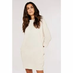 Apricot Neutral Soft Rib Cocoon Dress -Apricot Shop unnamed file 1229