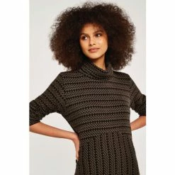 Apricot Brown Jigsaw Stripe Cocoon Dress -Apricot Shop unnamed file 1234