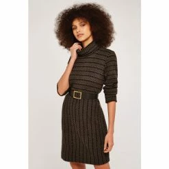Apricot Brown Jigsaw Stripe Cocoon Dress -Apricot Shop unnamed file 1235