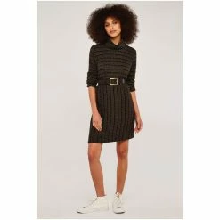 Apricot Brown Jigsaw Stripe Cocoon Dress -Apricot Shop unnamed file 1236