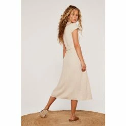 Apricot Cream Vintage Tortoise Shell Linen Button Dress -Apricot Shop unnamed file 1240