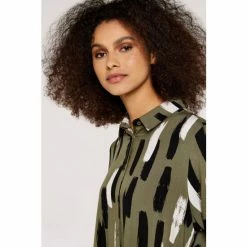 Apricot Green Brushstroke Print Shirt Dress -Apricot Shop unnamed file 1261
