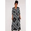 Apricot Blue Scarf Print Wrap Maxi Dress