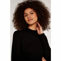 Apricot Black Ribbed Side Split Bodycon Dress -Apricot Shop unnamed file 1286