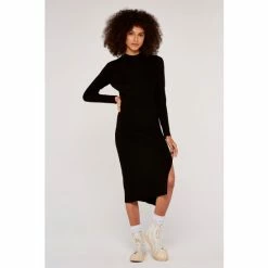 Apricot Black Ribbed Side Split Bodycon Dress -Apricot Shop unnamed file 1287