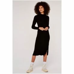 Apricot Black Ribbed Side Split Bodycon Dress -Apricot Shop unnamed file 1288