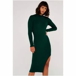 Apricot Black Ribbed Side Split Bodycon Dress -Apricot Shop unnamed file 1289