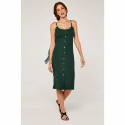 Apricot Green Jersey Ribbed Cami Dress
