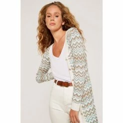 Apricot Cream Chevron Knit Button Cardigan Dress -Apricot Shop unnamed file 1307