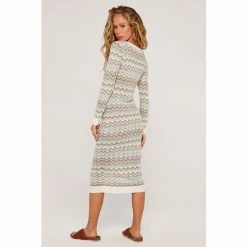 Apricot Cream Chevron Knit Button Cardigan Dress -Apricot Shop unnamed file 1309