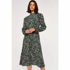 Apricot Green Spot Marocaine Shirred Waist Dress -Apricot Shop unnamed file 1329