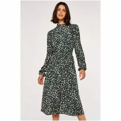 Apricot Green Spot Marocaine Shirred Waist Dress -Apricot Shop unnamed file 1331