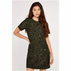 Apricot Green Zebra Knit Jacquard Shift Dress -Apricot Shop unnamed file 1346
