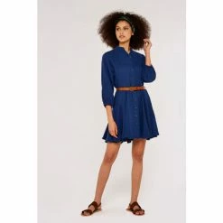 Apricot Blue Tetra Button Dress With Rope Belt -Apricot Shop unnamed file 1350