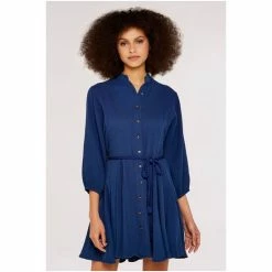 Apricot Blue Tetra Button Dress With Rope Belt -Apricot Shop unnamed file 1352