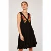 Apricot Black Embroidered Bloom Swing Dress