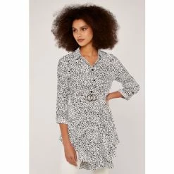 Apricot White & Black Printed Circle Hanky Hem Dress -Apricot Shop unnamed file 1360